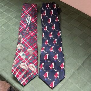 Festive Santa Silk Golf Themed Ties - Red and Blue